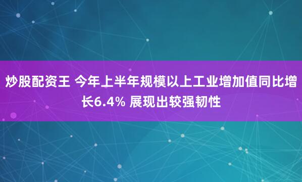 炒股配资王 今年上半年规模以上工业增加值同比增长6.4% 展现出较强韧性